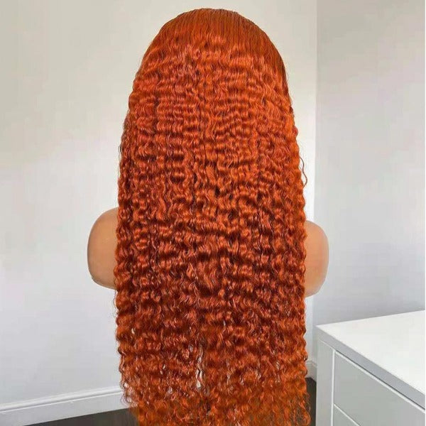 Ginger Color Wig Kinky Curly Human Virgin Hair Lace Front Wigs Preplucked Skin Melt Well Lace Wigs with Baby Hair Good Quality Color Virgin Hair for Women
