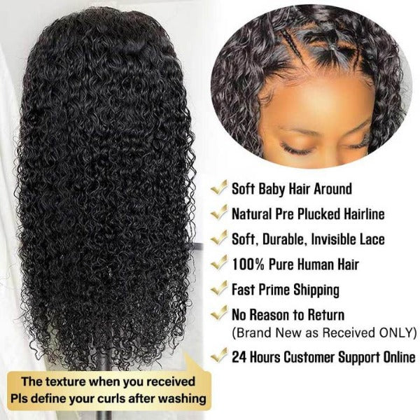 HairHive HD Lace Wigs Kinky Curly Mongolian Virgin Human Hair Pre-Plucked Lace Front Wigs with Baby Hair