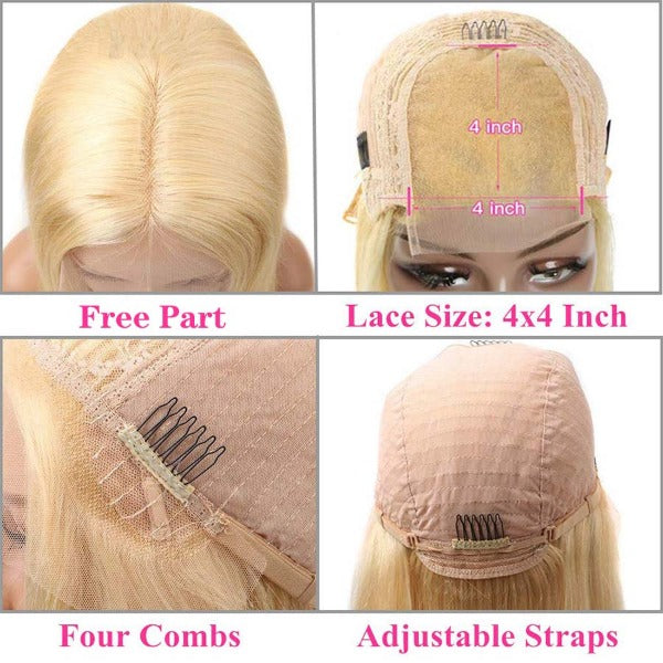 Deep Curly 13x4 Lace Frontal Wigs 613 Blonde Deep Wave Pre-plucked Human Hair Lace Front Wigs