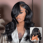 Sunber 13x4 Pre-Everything Wig With Loose Wave Face-Framing Layers And Side-Swept Bangs With Drawstring  Glueless Human Hair Wig