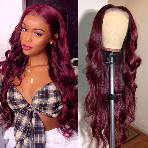HairHive 13x4 4x4 Lace Frontal 99J Body Wave Human Virgin Hair Lace Front Wigs