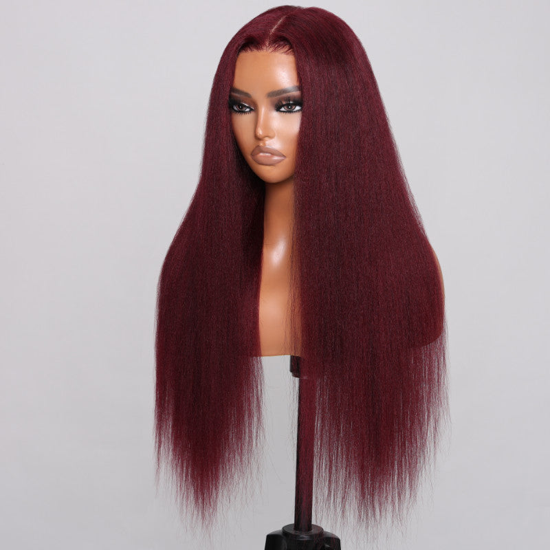 Sunber 99J Yaki Straight 7x5 Bye Bye Knots Pre Cut Lace Closure Wig With Bleach Knots