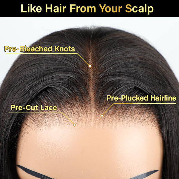 HairHive Pre Bleached Plucked Wear Go Glueless Wigs With Natural Hairline Pre Cut Lace 4x4 Lace Closure Wig