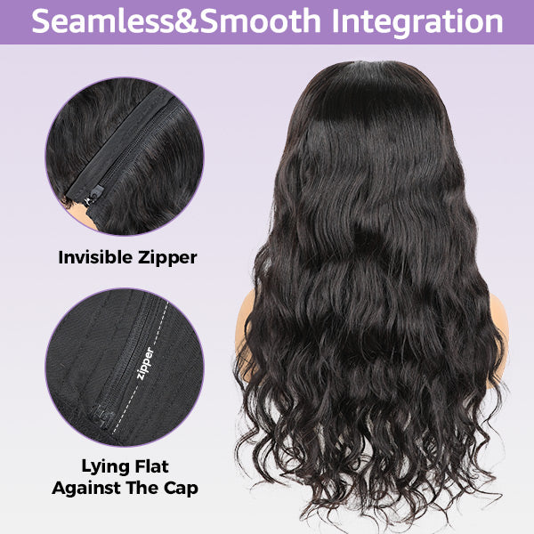 HairHive Block Wig Body Wave Bleached Knots Wig With Optional Replaceable Zip Lace Tops