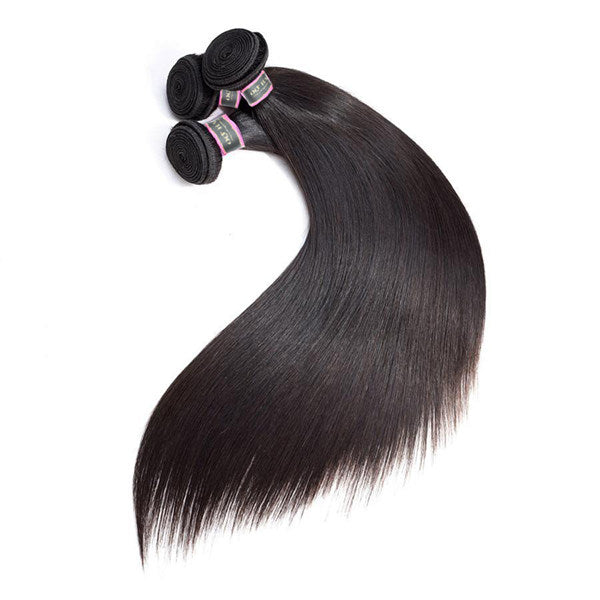 Straight Hair Virgin Human Hair 3 Bundles With 4x4 Lace Closure