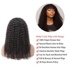 Kinky Curly Bomb Look Premium 100% Remy Human Hair Wig With Bangs