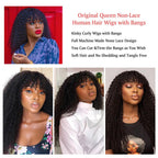 Kinky Curly Bomb Look Premium 100% Remy Human Hair Wig With Bangs