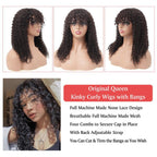 Kinky Curly Bomb Look Premium 100% Remy Human Hair Wig With Bangs
