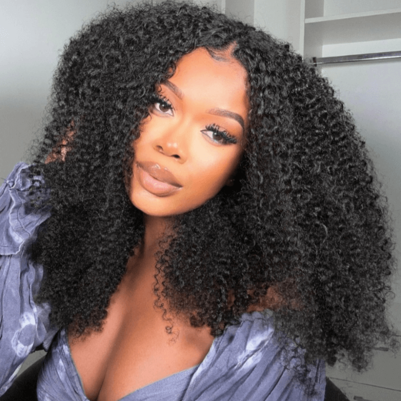 Sunber 4C Kinky Edge Kinky Curly 7x5 Pre Cut Lace Skin Melt Wig Flash Sale