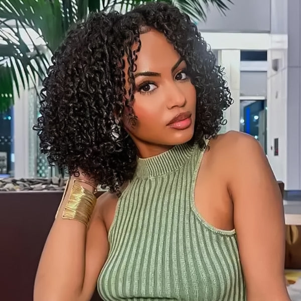 HairHive Afro Curly Glueless 9x6 T Part Lace Wear Go Wig Pre-Bleached Tiny Knots Natural Frontal Look