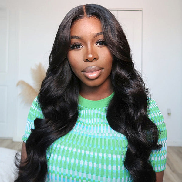 HairHive Body Wave Wear Go Wig Pre-cut 7x5 HD Lace Bleached Mini Knots Glueless Wig