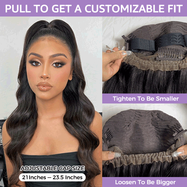 HairHive Body Wave Invisi Drawstring 360 Glueless Wig Flexible Fit Bleached Knots Wig Pre-Cut Lace