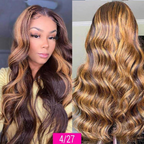 Highlight Body Wave 13x4 Invisible Transparent Lace Human Virgin Hair Lace Front Wigs