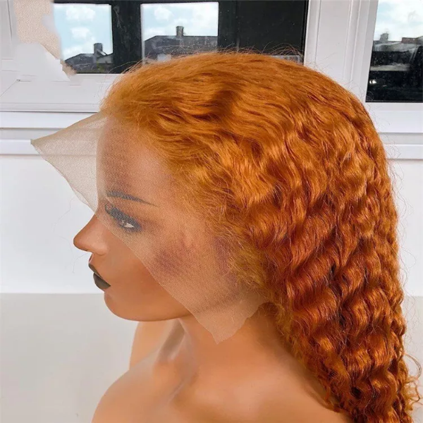Ginger Human Hair Lace Front Wigs Ginger Orange Deep Wave 13x4 Transparent Lace Front Wigs Real Hair Wigs