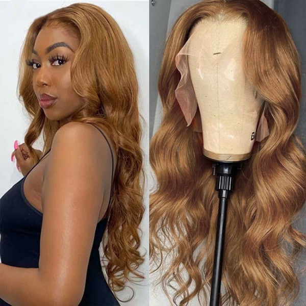 Brown Color Autumn Vibe Straight Hair Brazilian Human Hair 13x4 4x4 Lace Front Wigs Preplucked with Baby Hair