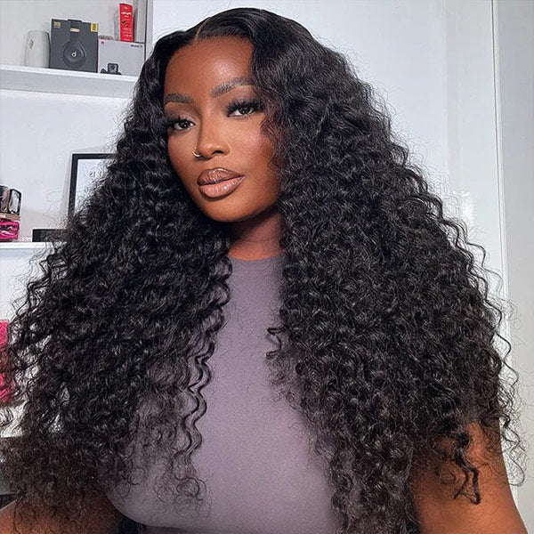 HairHive Deep Wave Wear Go Glueless Wig Bleached Knots Pre-cut 7x5 HD Lace Wig