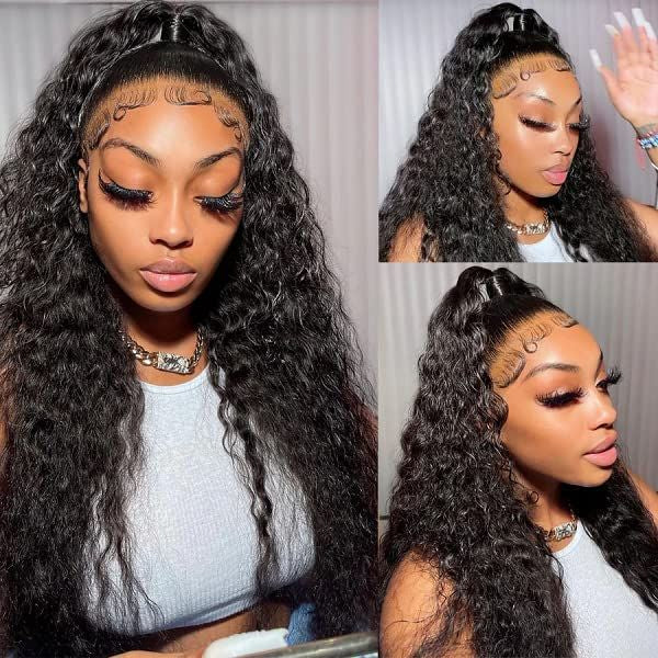 HairHive Deep Wave Invisi-Drawstring 360 Lace Glueless Wig Bleached Knots Wear Go Wig