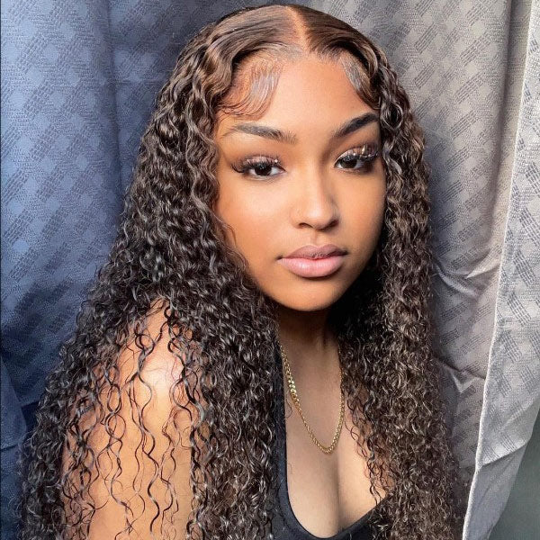 Dark Chocolate Color Water Wave Human Hair Preplucked 13x4 4x4 Lace Front Wigs