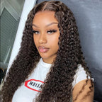 Dark Chocolate Color Water Wave Human Hair Preplucked 13x4 4x4 Lace Front Wigs