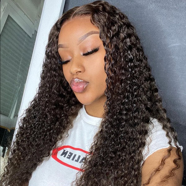 Dark Chocolate Color Water Wave Human Hair Preplucked 13x4 4x4 Lace Front Wigs