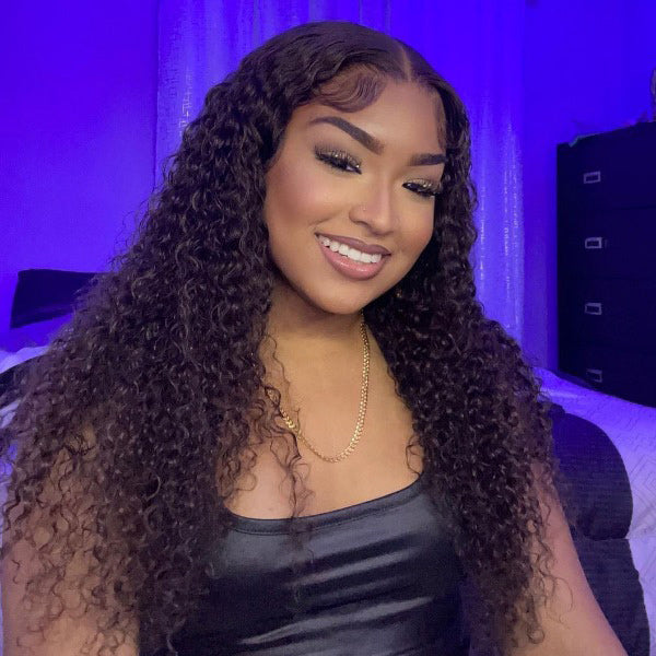 Dark Chocolate Color Water Wave Human Hair Preplucked 13x4 4x4 Lace Front Wigs