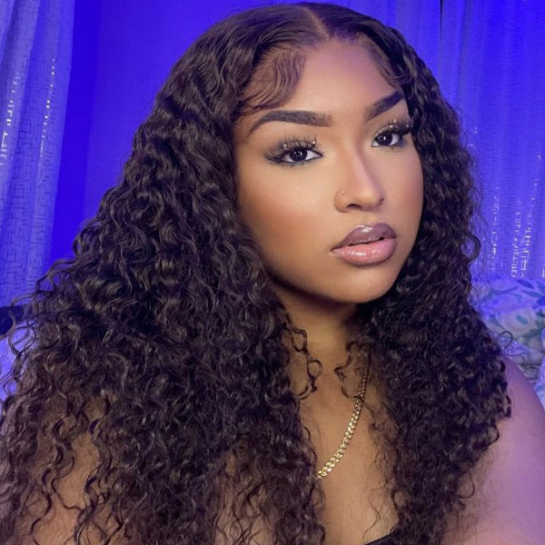 Dark Chocolate Color Water Wave Human Hair Preplucked 13x4 4x4 Lace Front Wigs