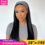 Flash Sale | Straight Hair Headband Wig Human Hair Glueless Wigs With Headband Scarf
