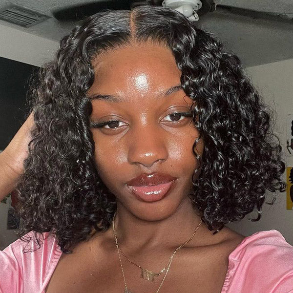 HairHive Wear Go Wigs Water Wave Hair Pre Cut 7x5 HD Lace Closure Short Bob Glueless Wig