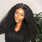 Lace Front Wigs T-part Kinky Curly Wigs 6Inches Deep Middle T Part Wigs Pre-plucked Natural Hairline Human Hair Wigs