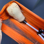 13x4 Lace Closure Wigs Straight Orange Human Virgin Hair Preplucked Lace Front Wigs with Baby Hair
