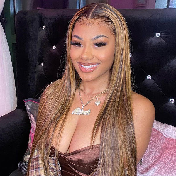 HairHive Straight Highlight Ombre 4/27 Wear Go Glueless Wig 360 Pre-cut Lace Wig