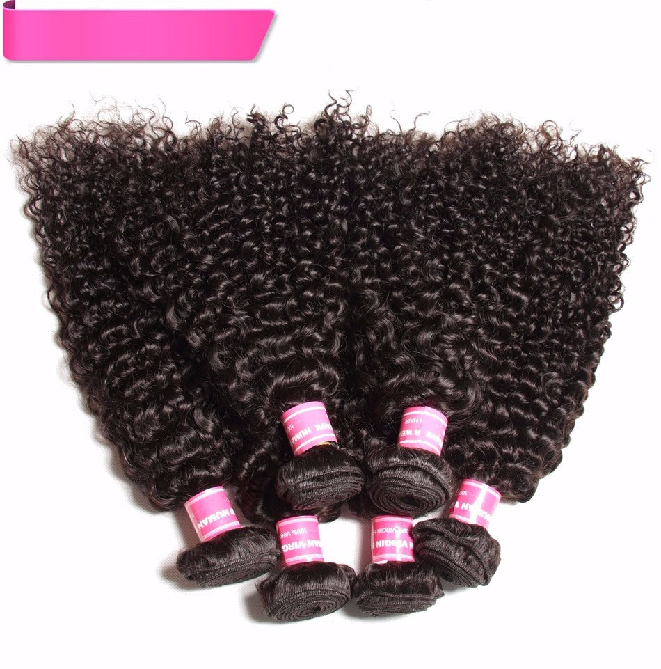 Hive Hair Jerry Curly Virgin Human Hair Weave 1pc/3pc Bundles-Can Be Dyed And Bleached
