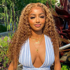 HairHive Water Wave Highlight Ombre 4/27 Wear Go Glueless Wig Pre-cut 360 Lace Frontal Wig