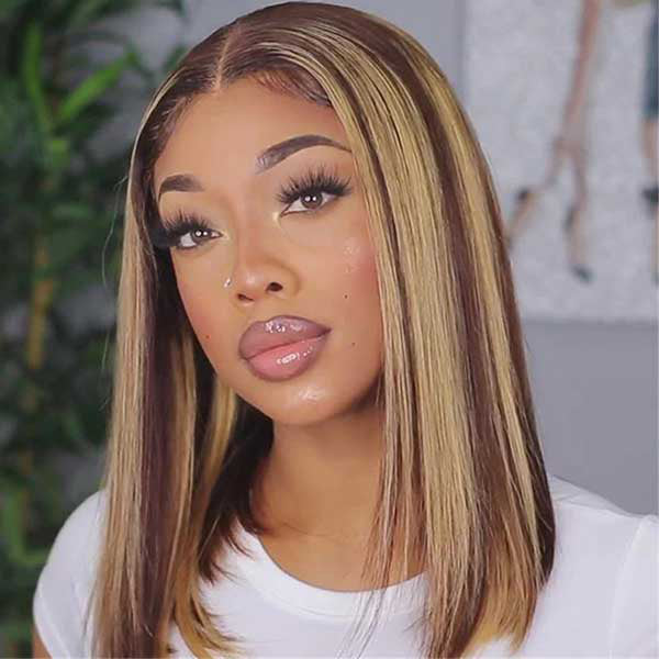 HairHive Wear Go Glueless Wigs 4/27 Highlight Color Straight Hair Bob Wigs Pre Cut 7x5 Lace