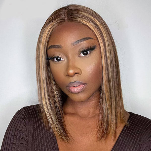 HairHive Wear Go Glueless Wigs 4/27 Highlight Color Straight Hair Bob Wigs Pre Cut 7x5 Lace