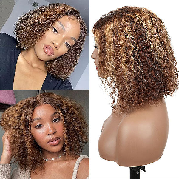 HairHive Wear Go Glueless Wigs Pre Cut 7x5 Lace 4/27 Highlight Color Water Wave Hair Short Bob Wigs