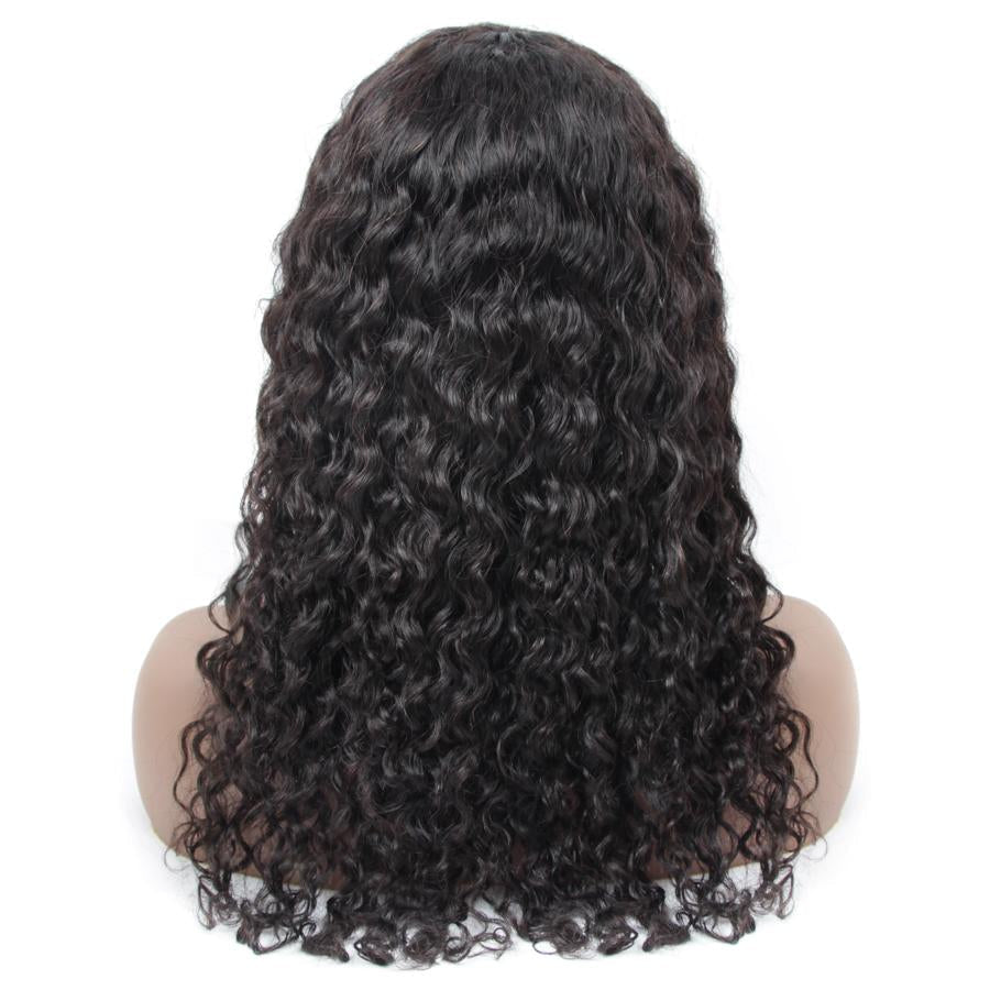 Low-Maintenance Water Wave Human Hair Wig with Bangs Heat-Friendly No Shedding