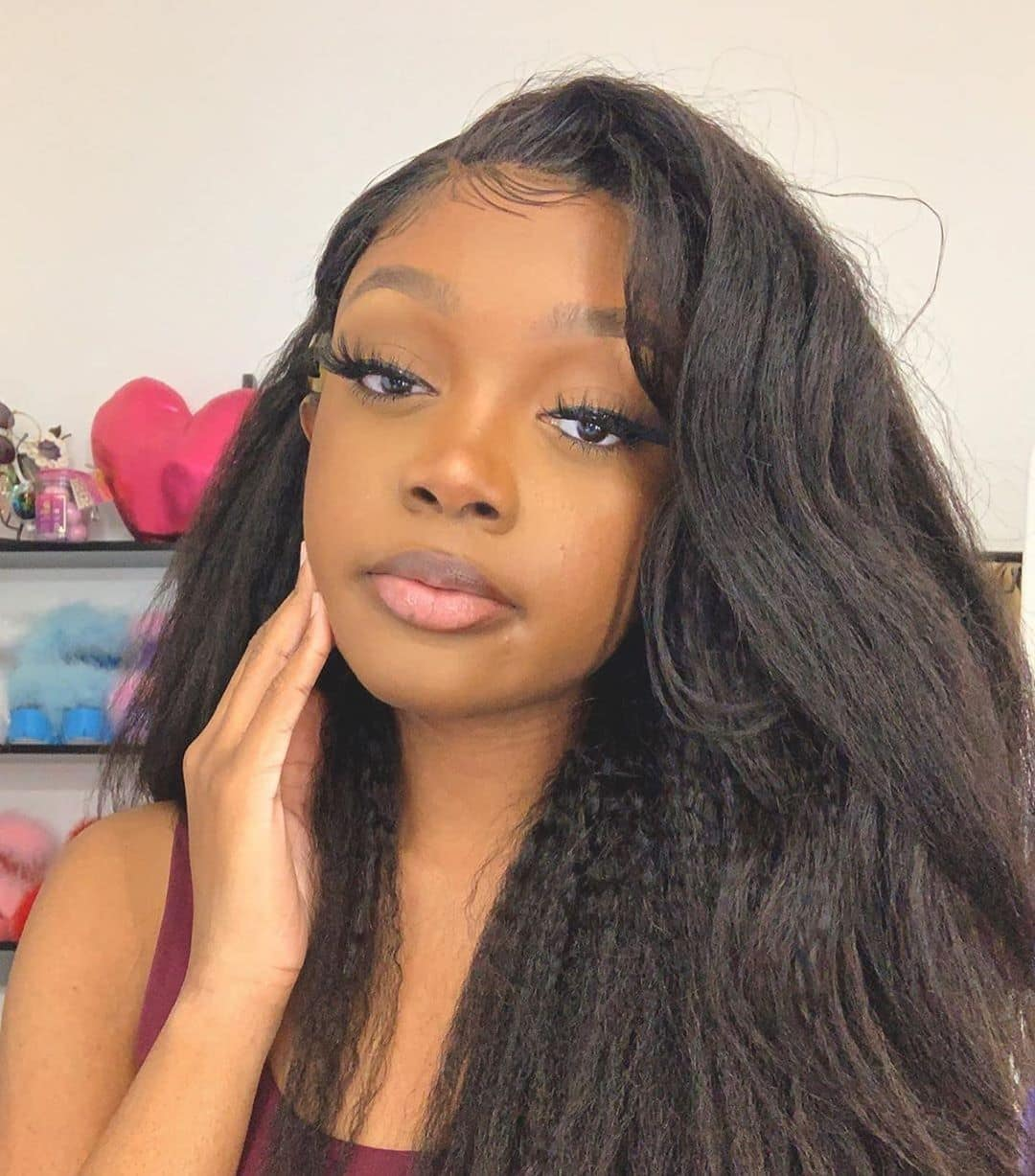 Preplucked Kinky Straight 5x5 HD Lace Closure Wigs Brazilian Virgin Human Hair Natural Black