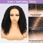 Kinky Curly Elastic Drawstring 13x4 13x6 HD Lace Frontal Wig Glueless Wear Go Wig Beginner Friendly Pre-plucked Hairline
