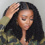 Kinky Curly V Part Wig No Leave Out Thin Part Glueless Wigs Human Hair Wig