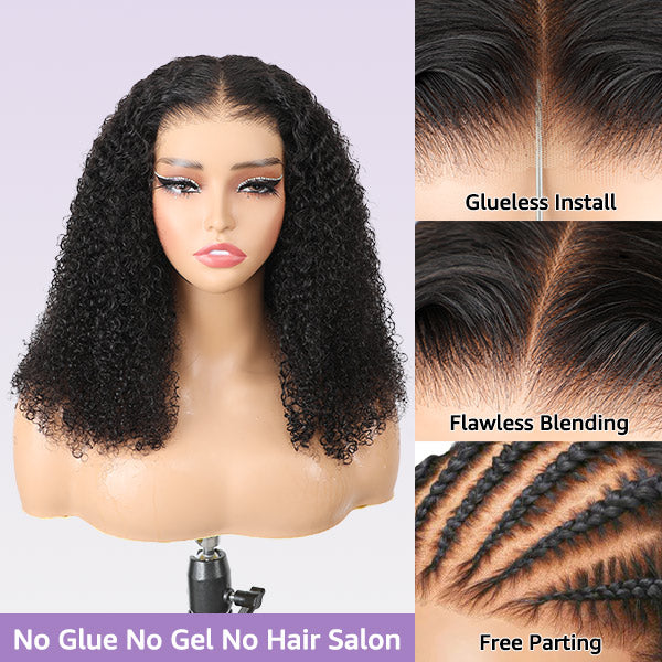 HairHive Wear Go Glueless Wigs Kinky Curly Pre Cut 7x5 HD Lace Closure Short Bob 100% Glueless Wig