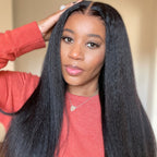 Kinky Straight V Part Wig No Leave Out Thin Part Glueless Wigs Human Hair Wig