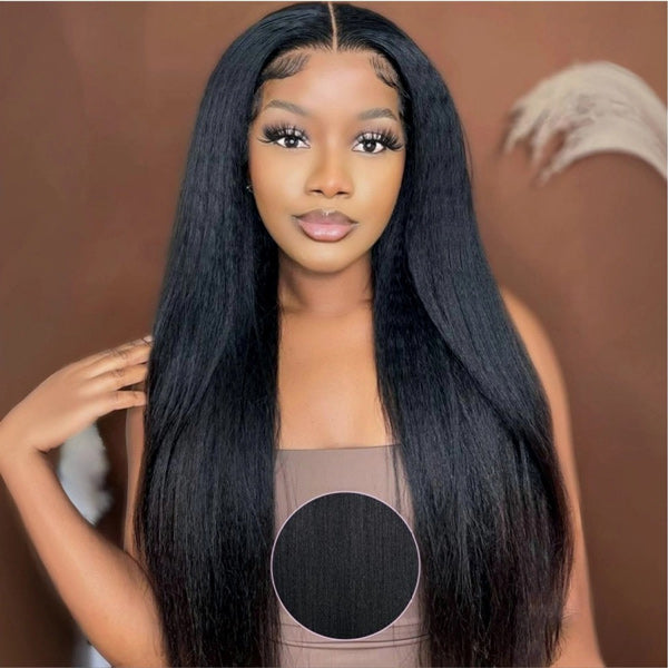 Subscribers-Only Kinky Straight Pre-cut 7x5 HD Lace Wear Go Wig Bleached Knots Wear Go Glueless Wig