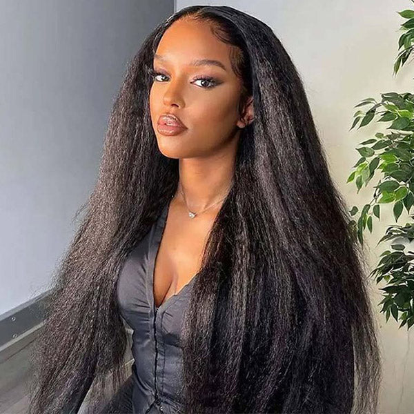 HairHive Kinky Straight Wear Go Wig 100% Glueless Wig Bleached Knots 7x5 Pre-cut HD Lace