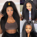 HairHive Kinky Straight Invisi-Drawstring Flexible Fit 360 Lace Front Glueless Wig With Bleached Knots