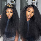 HairHive Kinky Straight Invisi-Drawstring Flexible Fit 360 Lace Front Glueless Wig With Bleached Knots