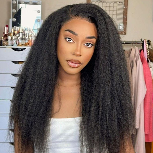 HairHive Kinky Straight Wear Go Wig 100% Glueless Wig Bleached Knots 7x5 Pre-cut HD Lace