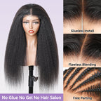 HairHive Wear Go Glueless Wigs Kinky Straight Pre Cut 7x5 HD Lace Front Bob Wigs