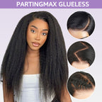 Kinky Straight Bleached Knots Pre-Cut 13x4 13x6 HD Lace Frontal Wig Wear Go Wig With Adjustable Drawstring