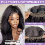 HairHive Kinky Straight Invisi-Drawstring Flexible Fit 360 Lace Front Glueless Wig With Bleached Knots